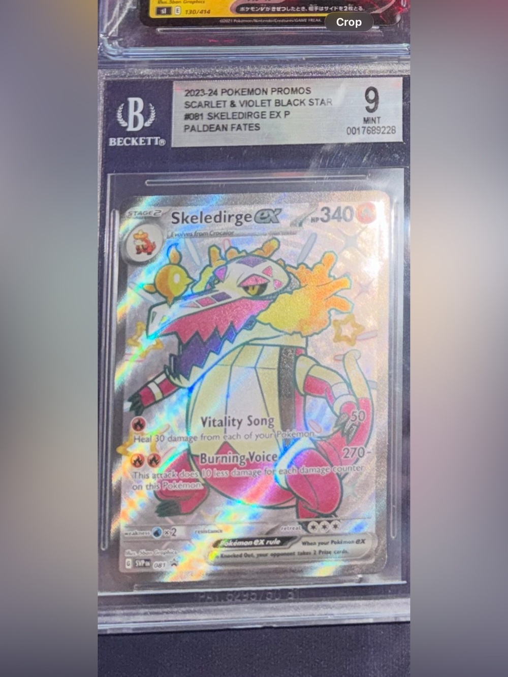 Pokemon Skeledirge ex Holo Card - Pink & Yellow
